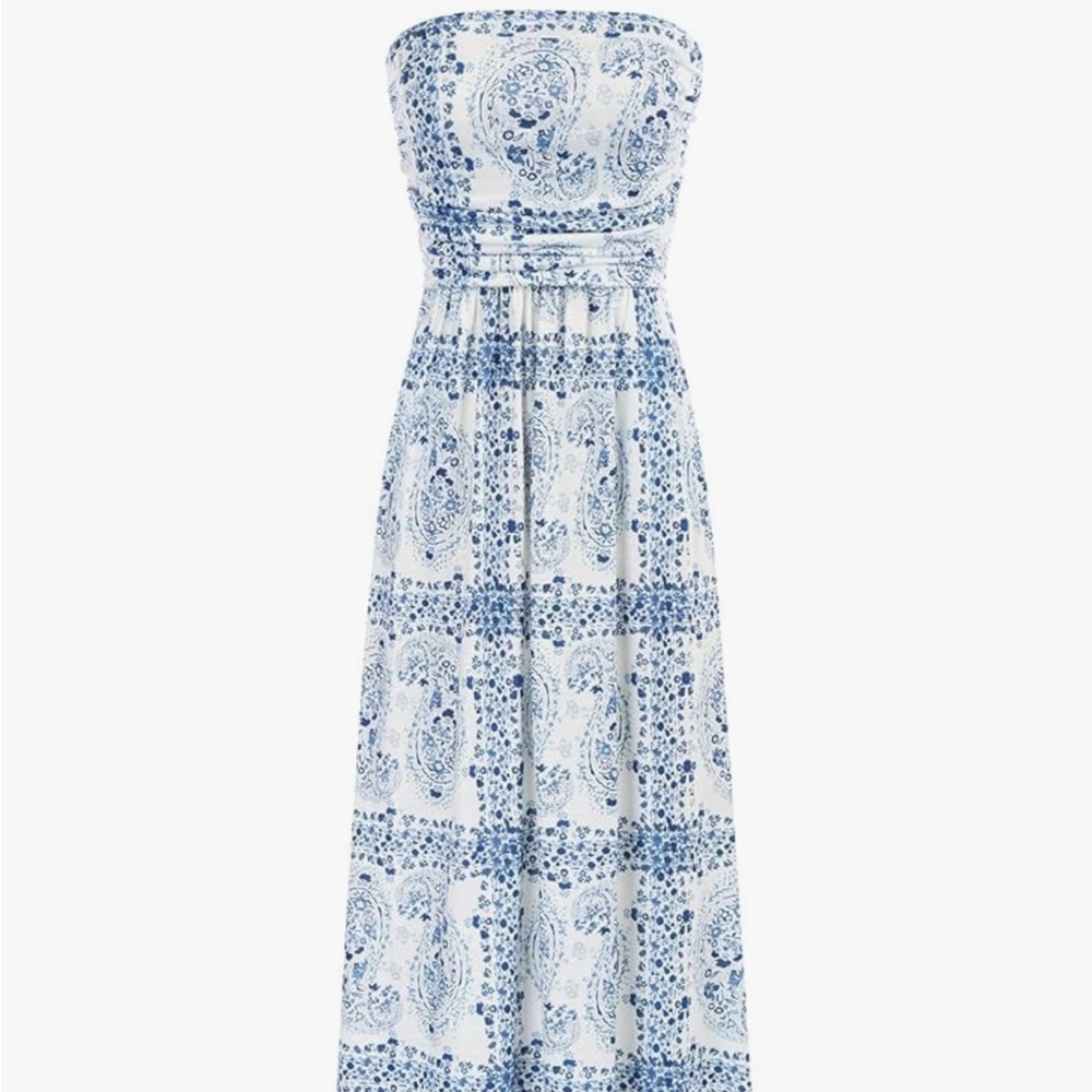 Grace Karin Blue and White Floral Maxi Dress